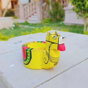 Rangyatra Hand-Painted Wooden Animal Candle Holder Stand And Table Decorative Tea Light Holder Wood (Pack of 1) Table Diya Set  (Height: 2 inch)