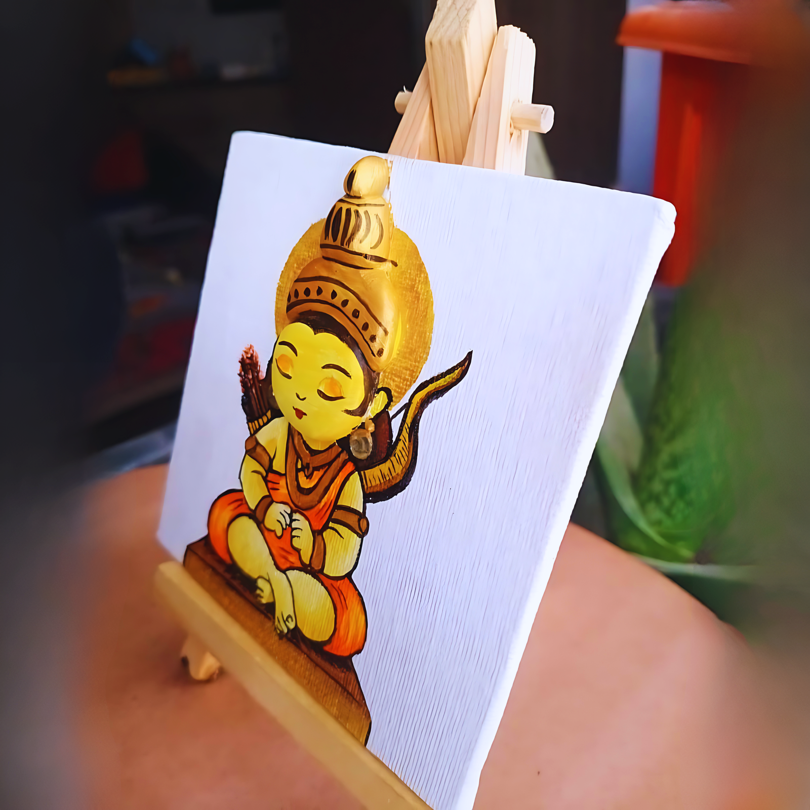 Ayodhya Ram Lalla 3D Canvas Painting With Wooden Easel Stand - Image 3