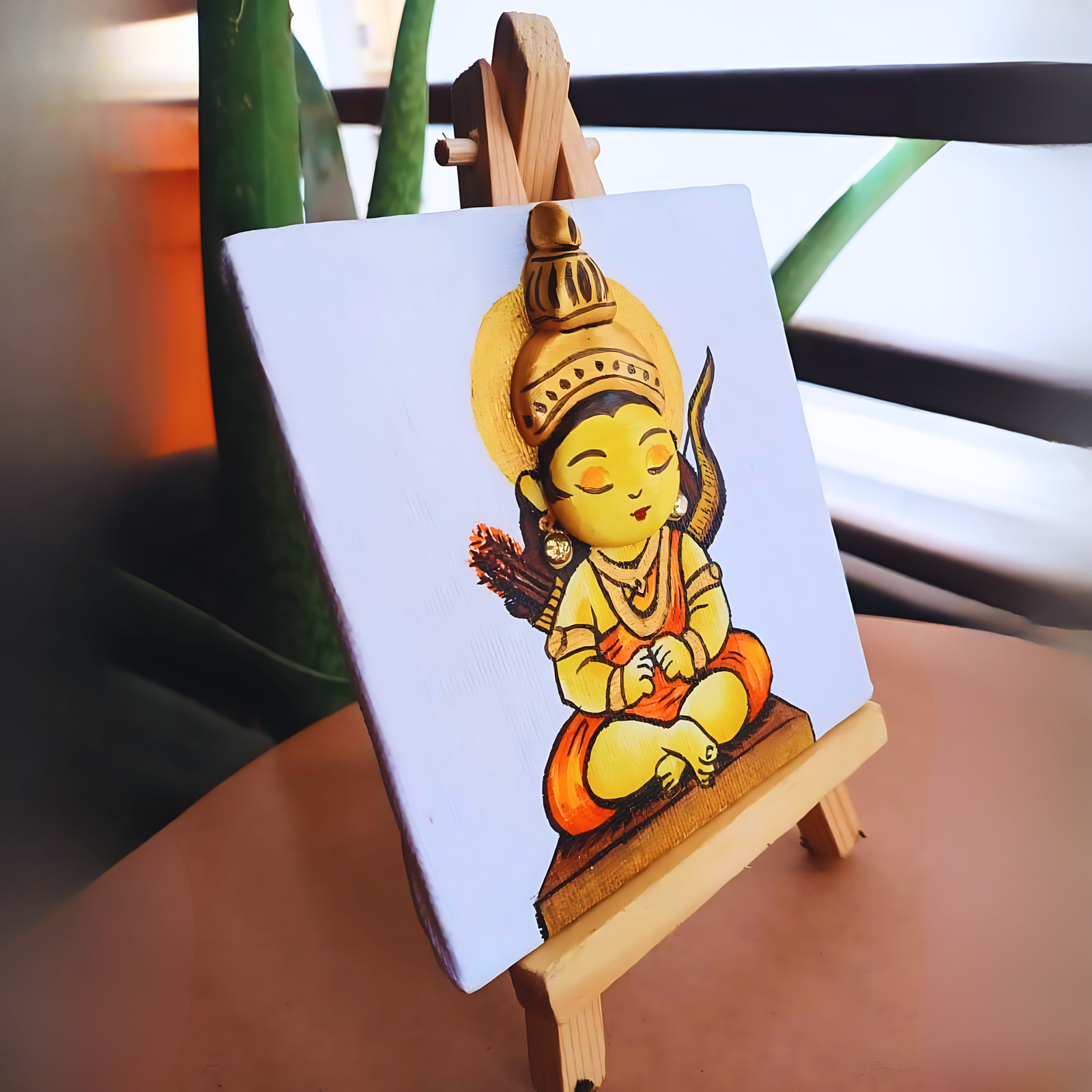 Ayodhya Ram Lalla 3D Canvas Painting With Wooden Easel Stand - Image 2