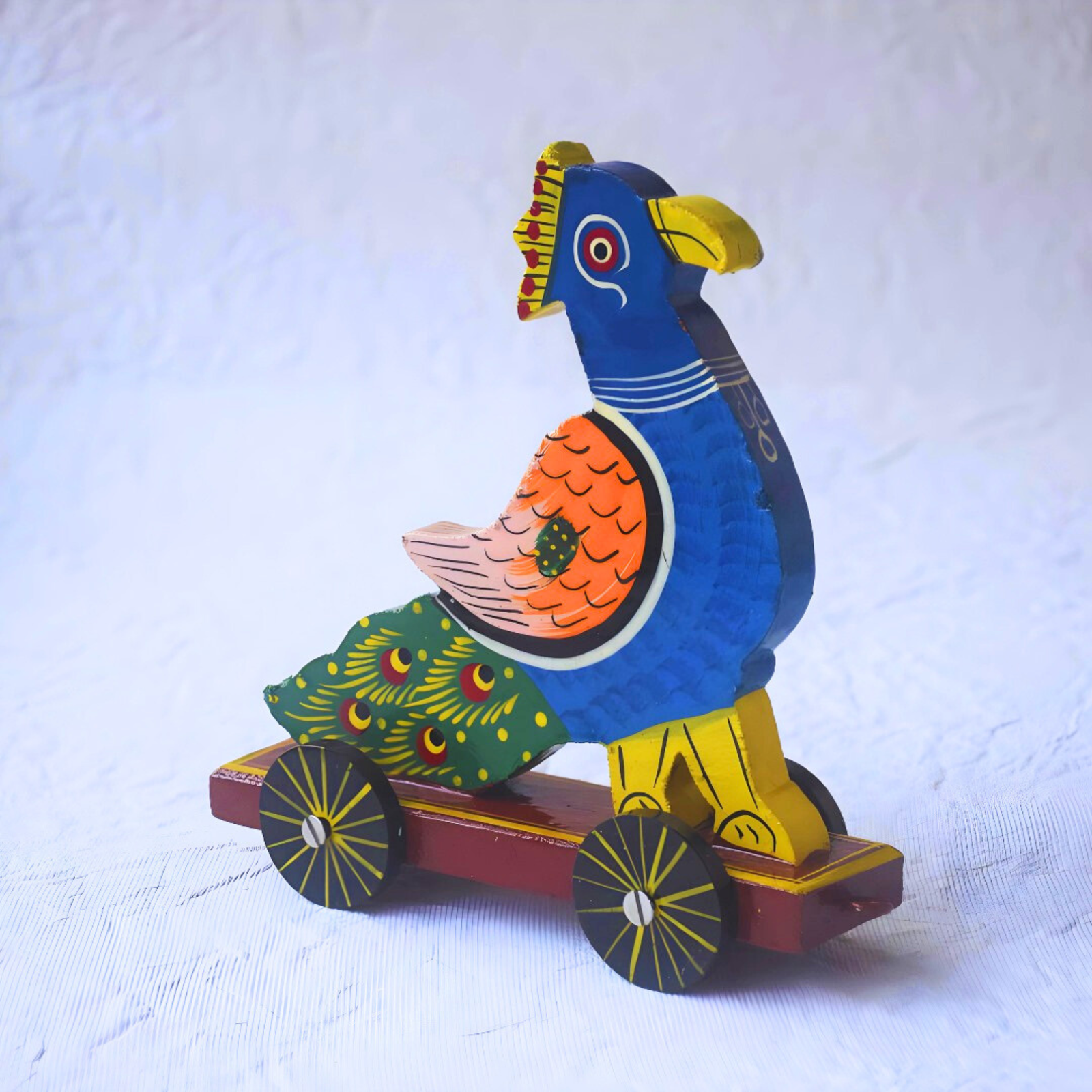 Rangyatra Peacock Wooden Kreative Pull Along Toy With Home Decor